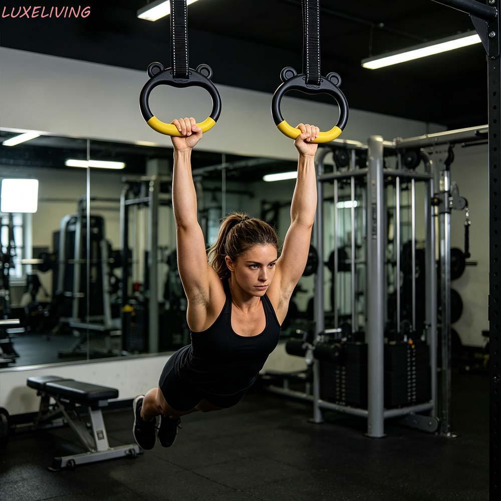LUXELIVING Pull Up Bar, With Straps Adjustable Straps Gym Ring, Gym Ring ทนทานสบายความแข็งแรงของแขนฟ
