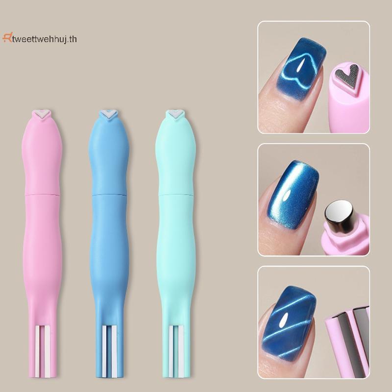 Tw 3-IN-1 ที่ถอดออกได้ Cat Eye Magnet Cube สําหรับเล็บ Strong Magnetic Sti ปากกาเล็บ Art Design Hear