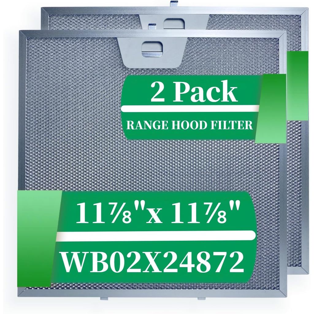 WB02X24872 Range Hoodจาระบีกรอง 11-7/8"x11-7/8 2 แพ็คสําหรับ GE JVW5301BJ1TS JVW5301SJ1SS JVW5301D J