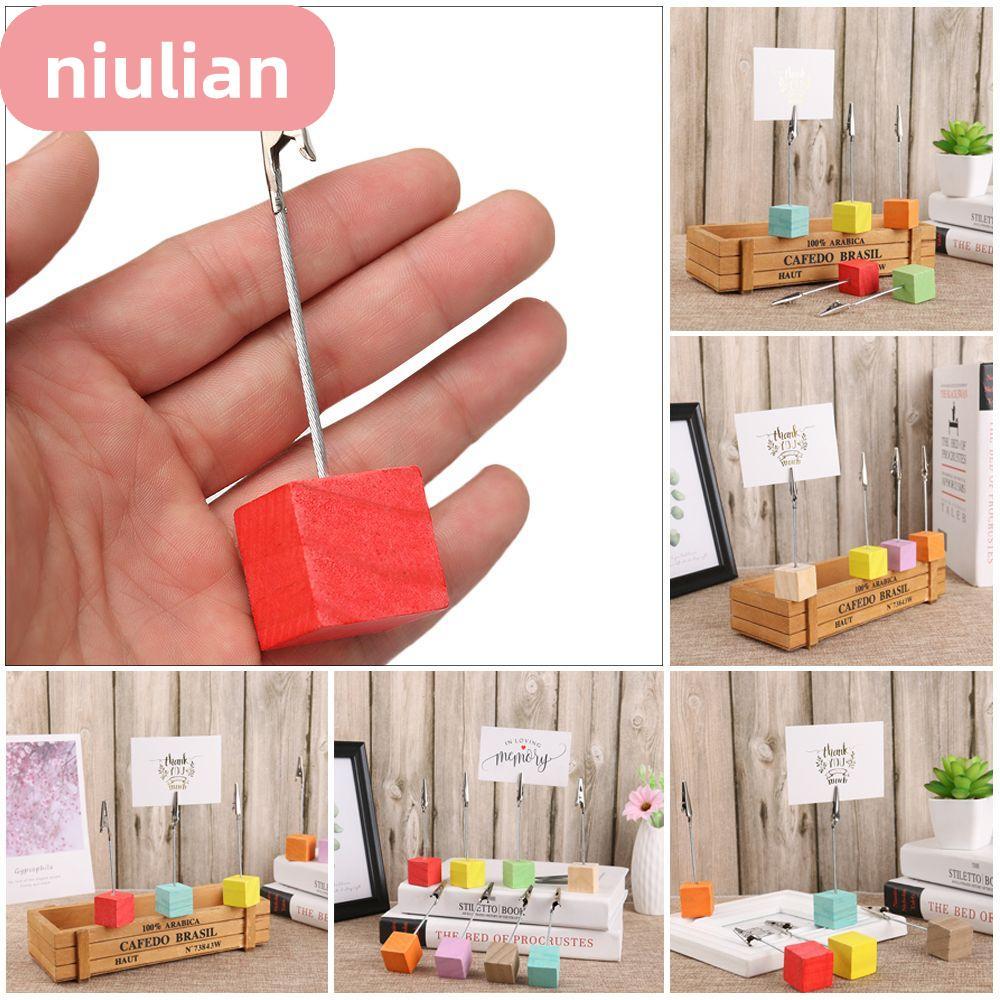 NIULIAN 1PC Place Card Desktop Decoration Message Folder DIY Square Shape Memorandum Photos Clips