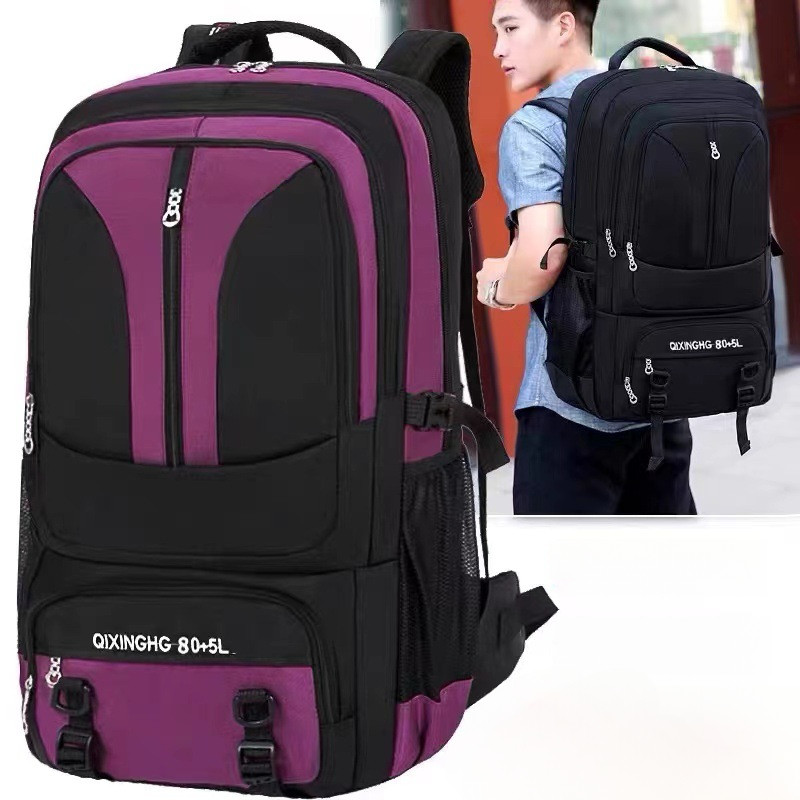 85L ขนาดใหญ่พิเศษกระเป๋าเดินทางกระเป๋าเป้สะพายหลังกันน้ํา Oxford Rucksack เหมาะกับ 16 นิ้วแล็ปท็อป E