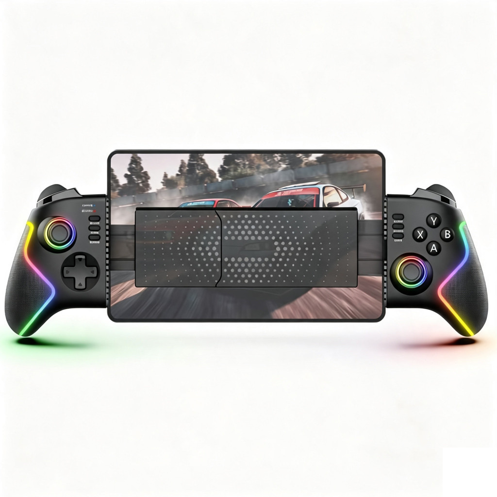 Hall Effect Stretch Gaming Controller สําหรับโทรศัพท์และแท็บเล็ต, RGB Wireless Telescopic Gamepad สํ