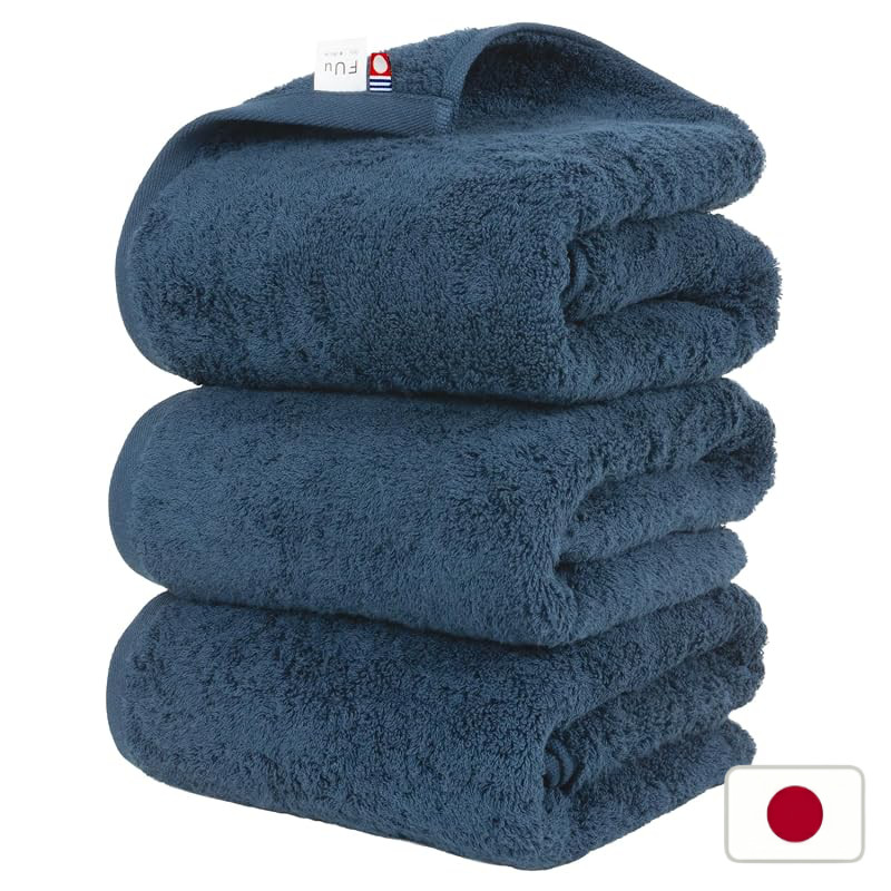 OruTa Imabari Towel Bath Towel Set of 3 100% Cotton Thick Absorbent Quick-Dry Durable FUu 60x125cm N