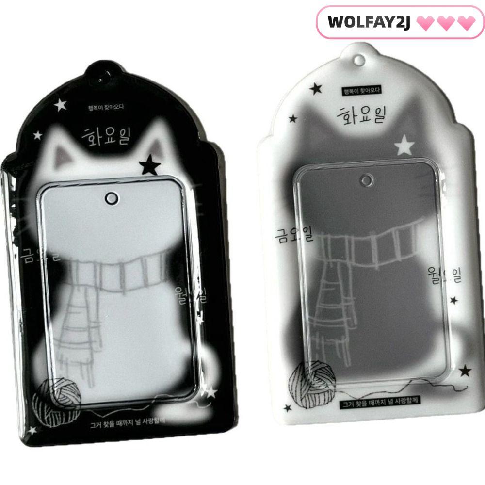 WOLFAY2J Photocard Holder, Black Cat Multifunctional Photocard , 3 นิ้ว Photo Storage Card