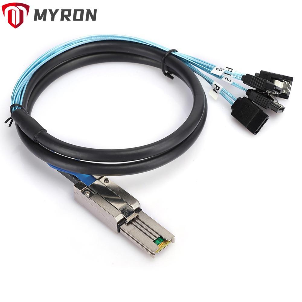 MYRON SFF-8088 สายเคเบิล 26P ถึง 4 X SATAs, สายเคเบิล SAS ขนาดเล็กแบบพกพา 6Gbps, ทนทาน 1 เมตร Server