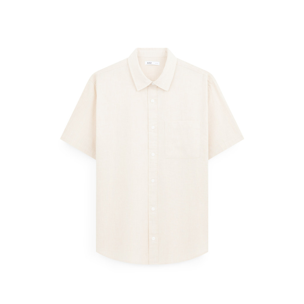 AIIZ (เอ ทู แซด) - AIIZ เสื้อเชิ้ตผู้ชายแขนสั้น สีพื้น AIIZ Men's Short Sleeve Shirt