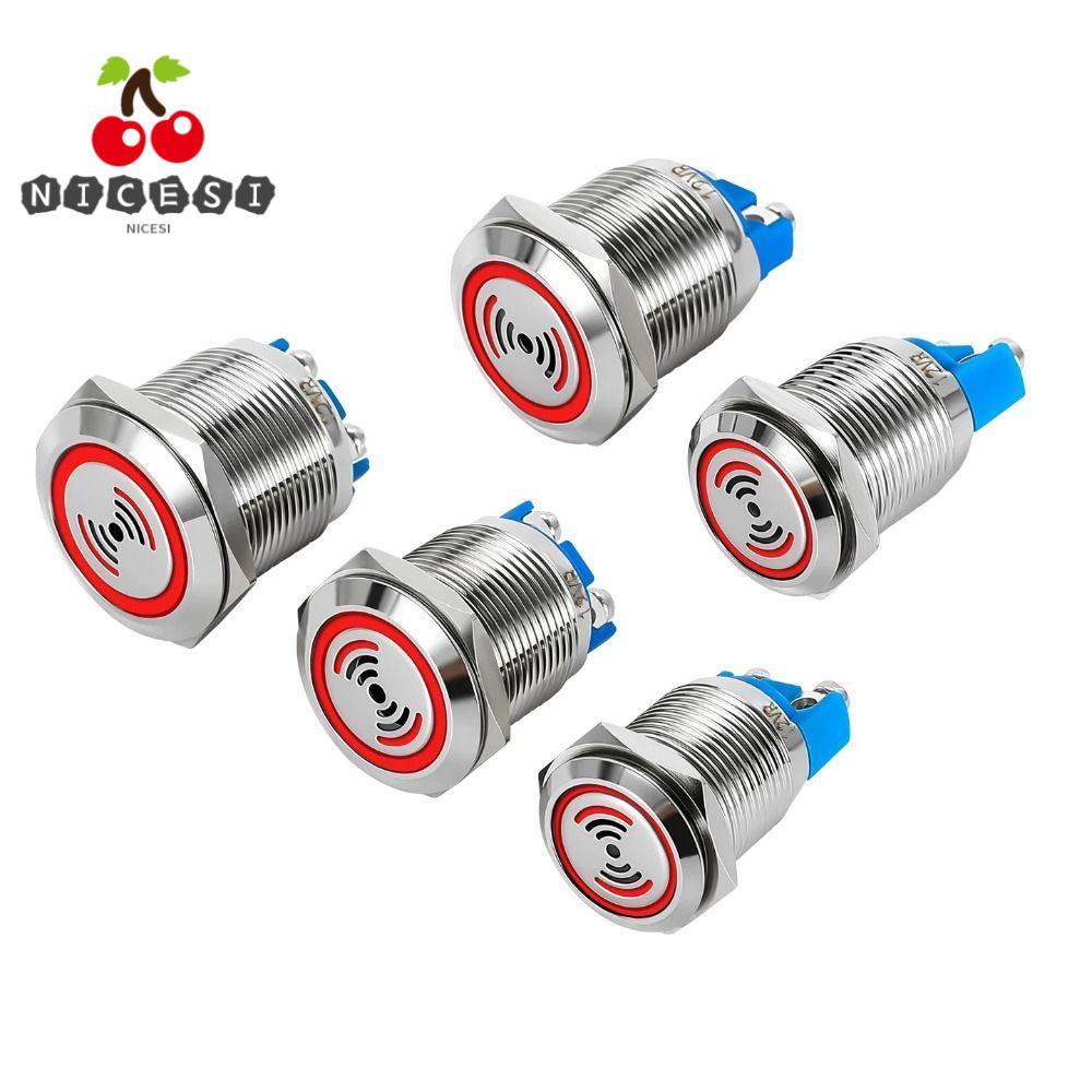 NICESI Metal Buzzer, 12V 24V 16mm 19mm 22mm Alarm Warning Buzzer, เสียงดังกันน้ําสแตนเลส Buzzer