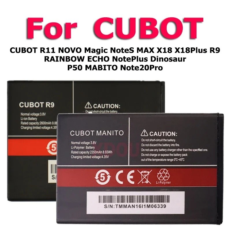 XDOU แบตเตอรี่คุณภาพสูงสําหรับ CUBOT J9 P40 R11 NOVO Magic Note MAX X18 X19 X20 R9 RAINBOW ECHO ไดโน