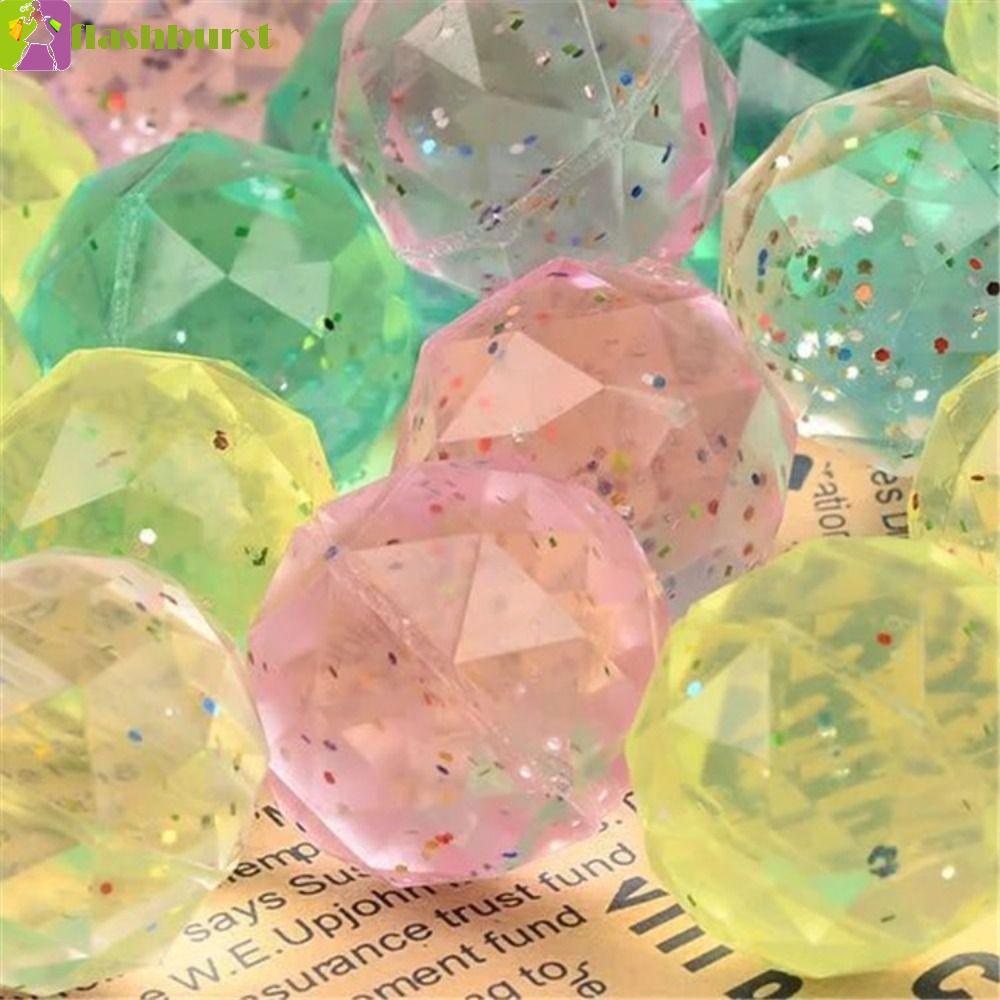 FLASHBURST 6 ชิ้น Diamond Bouncy Ball, Bouncy ของเล่นสายรุ้งสียาง Bouncy Ball, Creative สุ่มสาวใสขนา