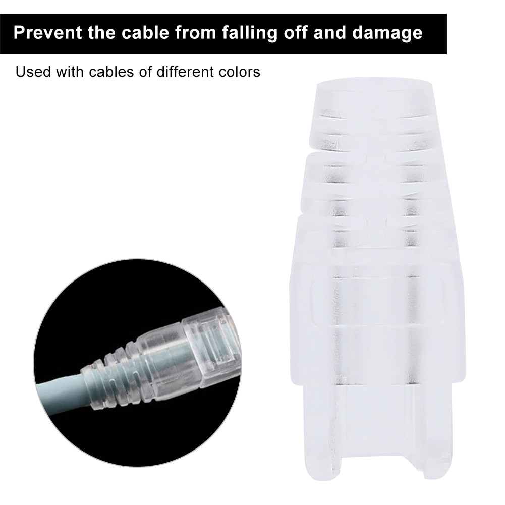 Ropa888 50PCS RJ45 Connector Cover คอมพิวเตอร์ทนทานสายเคเบิลเครือข่ายปลั๊กสําหรับ CAT5e / CAT6