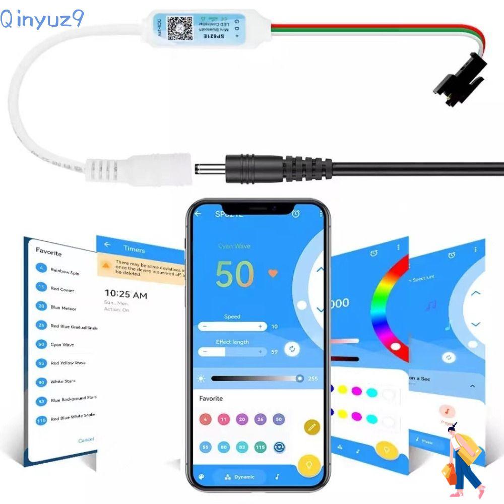 QINYUZ9 เพลงบลูทูธ App Controller, SP621E Piexls Light Controller, 3 PIN แอดเดรส DC5-24V LED Strip L