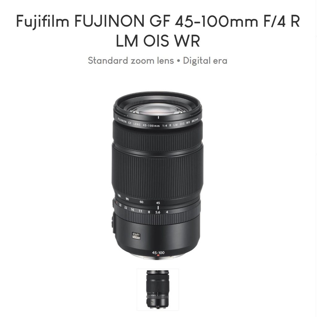 Fuji GF45-100mmF4 R LM OIS WR เครื่องดูดควันสี่เหลี่ยม