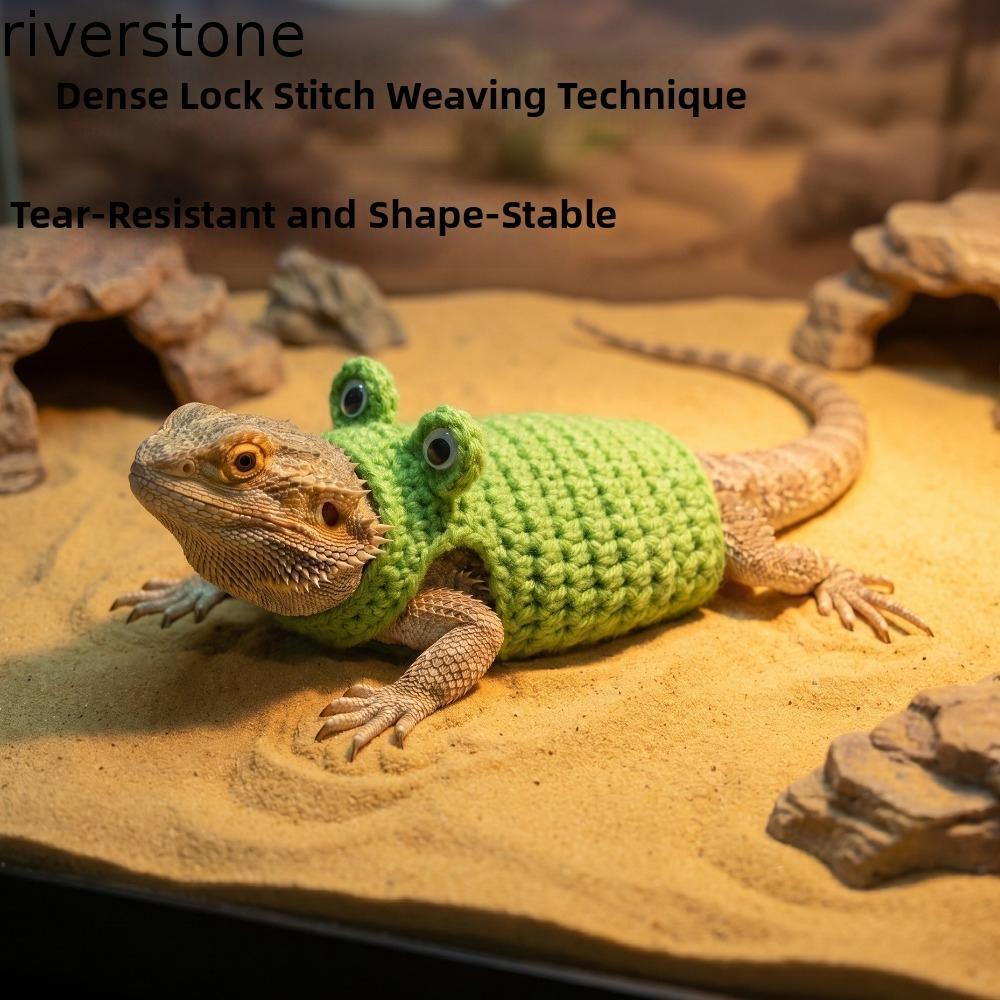 RIVERSTONE เสื้อผ้าคอสเพลย์สัตว์เลื้อยคลาน, ยืดหยุ่นพอดี Handmade Lizard Transformation Dress, แฟชั่น Warm น่ารัก Lizard ถักเสื้อกันหนาวสัตว์เลี้ยง Lizard