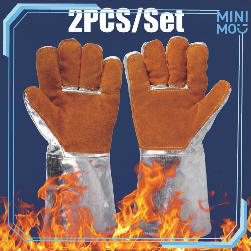 1000C อลูมิเนียม Anti-Cutting ถุงมือทนความร้อน Fire สําหรับคาร์บอนเชื่อมห้องครัวอุตสาหกรรมความปลอดภั