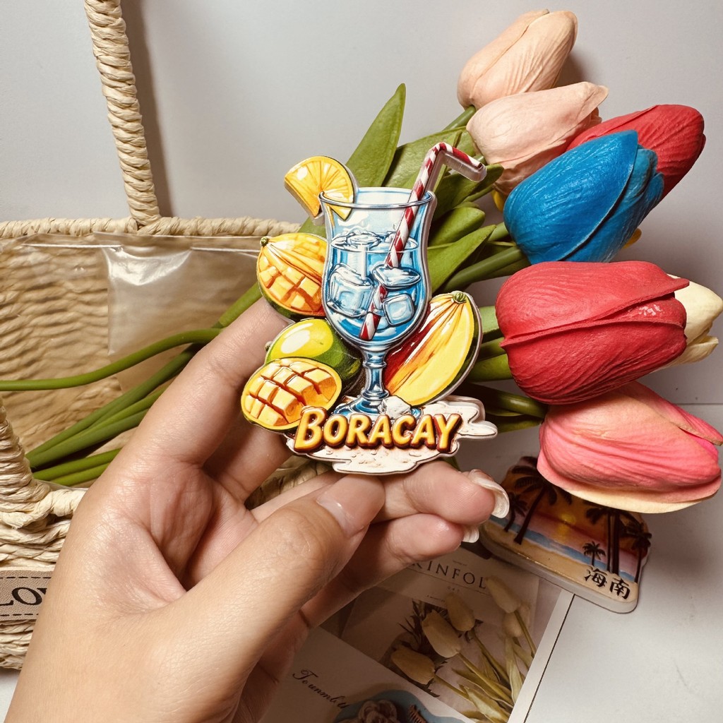 ฟิลิปปินส์ Boracay เครื่องดื่มสร้างสรรค์ของที่ระลึกท่องเที่ยวตกแต่งบ้านสติกเกอร์แม่เหล็กตู้เย็นสติกเ