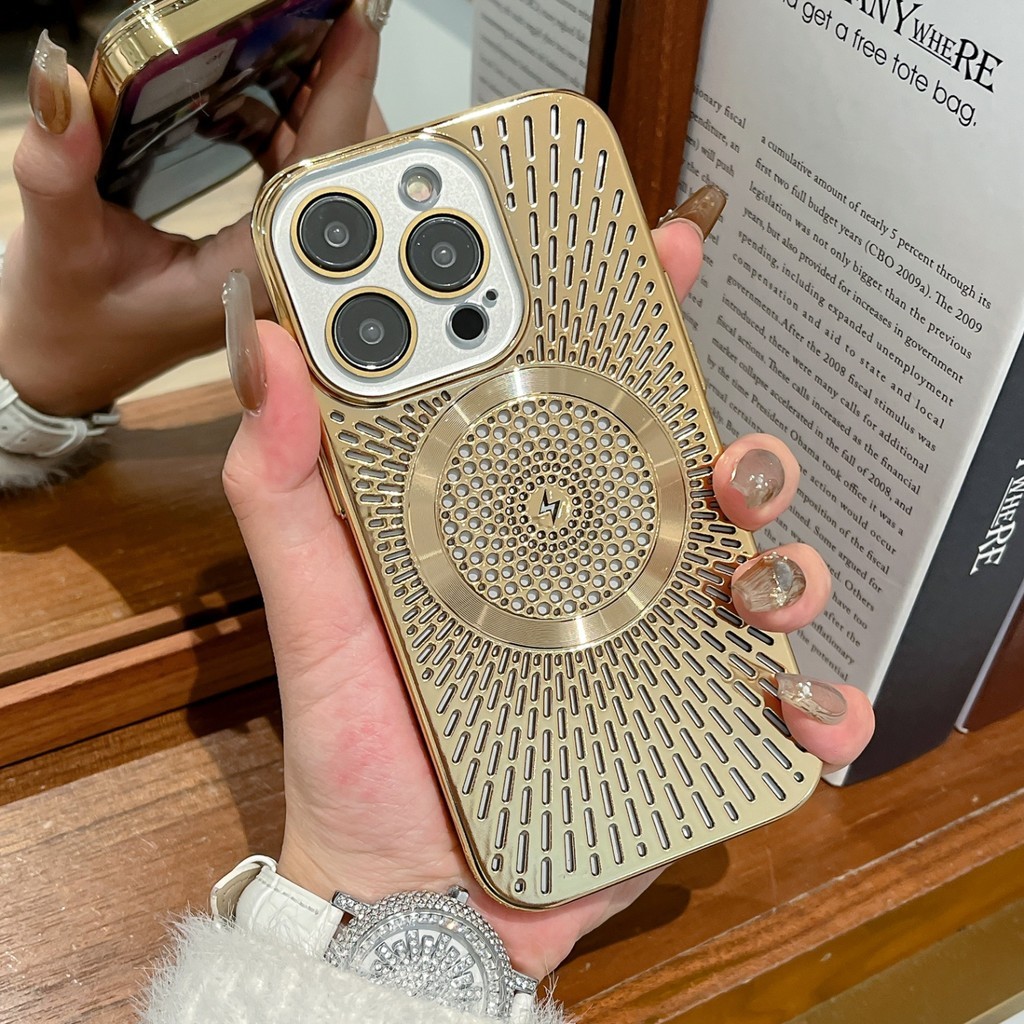 Ice Heart Cooling Case เหมาะสําหรับ Apple 16promax เคสโทรศัพท์ Simple 15promax กันกระแทก 13promax เคสป้องกัน 14promax Creative สไตล์ใหม่ความรู้สึกระดับไฮเอนด์