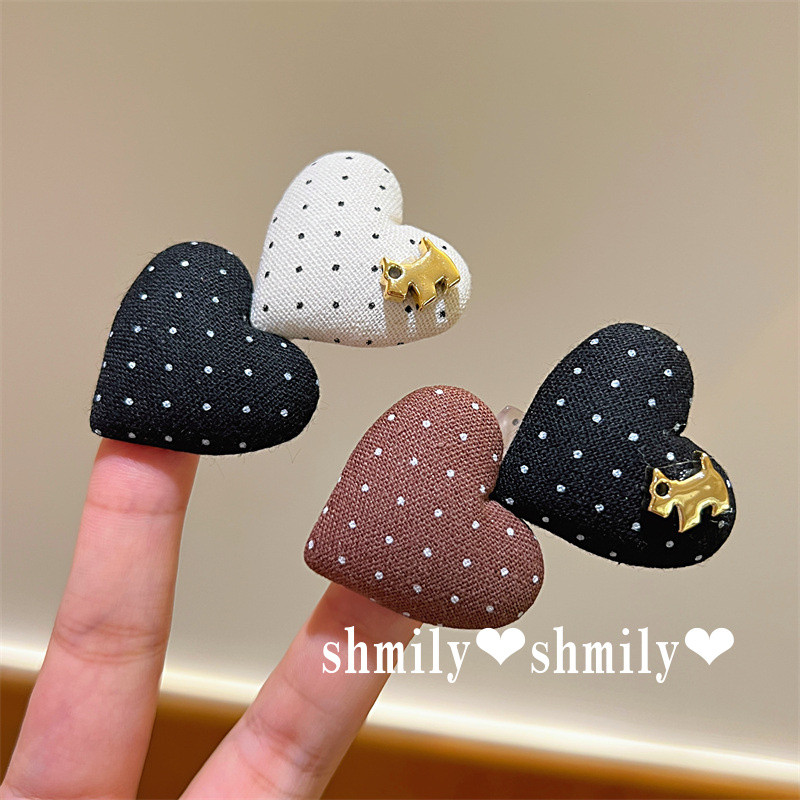 Polka Dot Love กิ๊บติดผมลูกสุนัขสาวอ่อนโยนคลิปด้านข้างคลิปหน้าม้าผ้า All-Match ผมหัก Duckbill คลิป