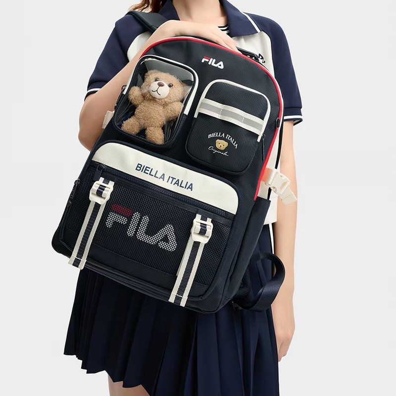 กระเป๋าเป้|FILA FILA Official Female Bag Backpack Children Students Backpack Multi-pocket School Bag