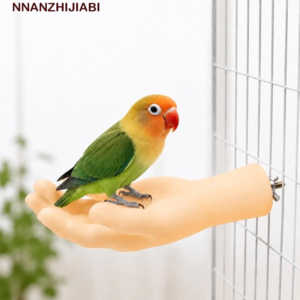 หนานเจียบี จําลองมือรูปนกยืน,กัดทนสวมใส่มือประดิษฐ์นกแก้วยืน,พลาสติกที่สมจริงปลอมมือนกแก้วส่วนที่เหลือเสาคอนชั้นวาง