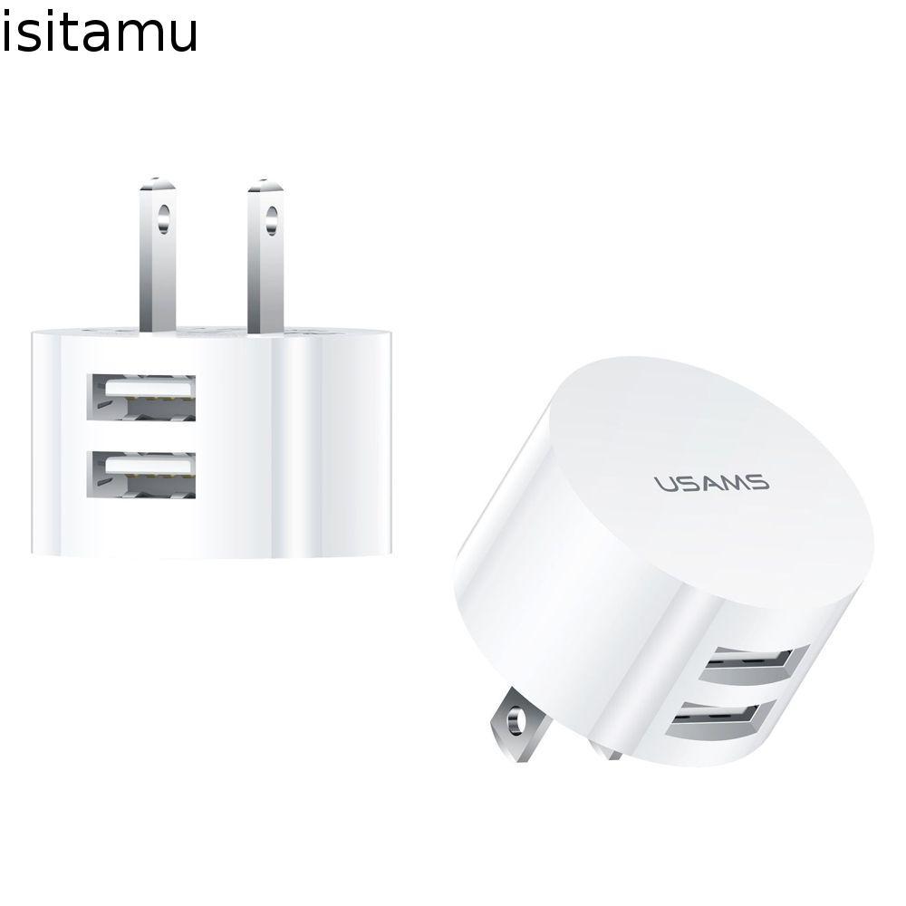 ISITAFT เครื่องชาร์จโทรศัพท์มือถือ EU Universal Dual USB Quick Charge Travel Charger Charger Adapter