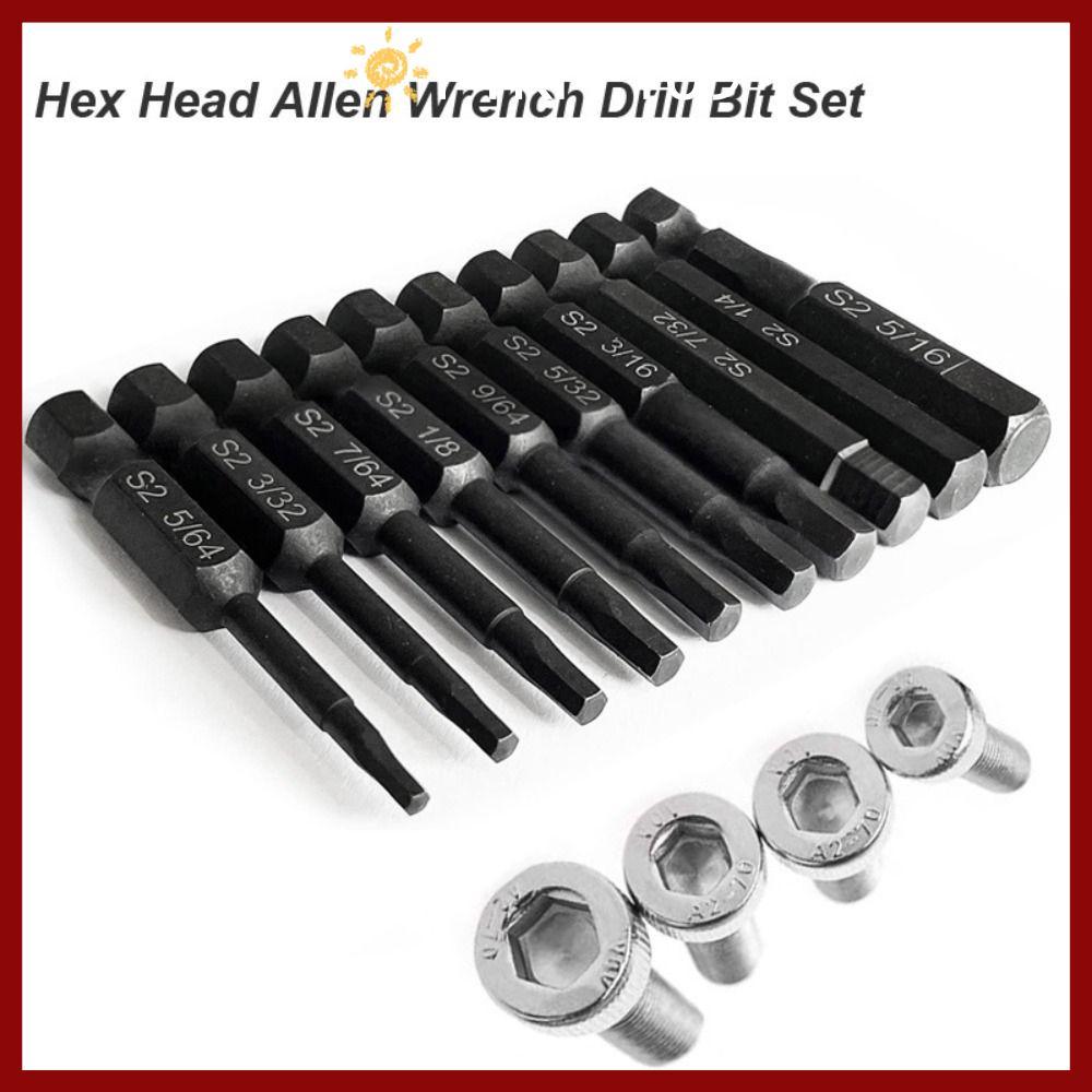 PTKFPT09 10PCS ไขควงชุด Bit, Magnetic Quick Release Shank Allen ประแจเจาะชุด Bit, Professional SAE/เ
