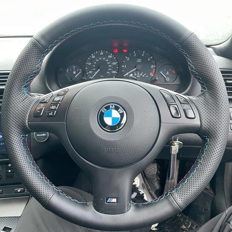 สําหรับ BMW 330i 540i 525i 530i 330Ci BMW E46 M3 E39 Braid พวงมาลัยรถไมโครไฟเบอร์หนัง Accessoriesaut