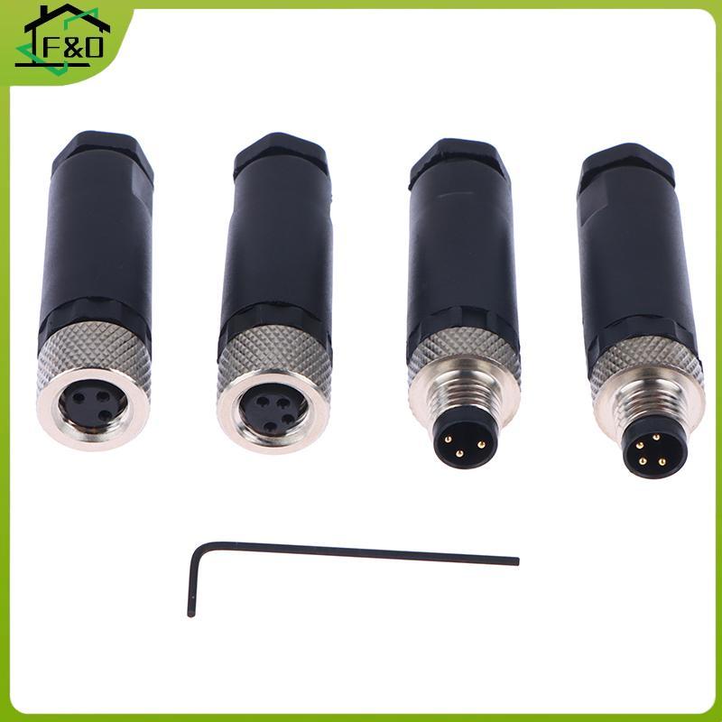 F&O M8 Sensor Connector ปลั๊กตัวผู้และตัวเมียกันน้ําสกรูเกลียวปลั๊กข้อต่อ 3 4 พินหน้าแปลน Soet Ba Mo