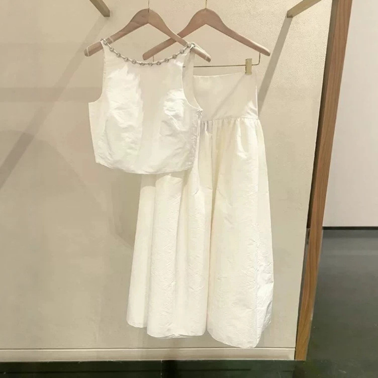 6OEA Self Portrait Elegant ฤดูร้อน Halter Stud เพชรเครื่องประดับรอบคอ Halter Top + แฟชั่นขนาดใหญ่ Sw