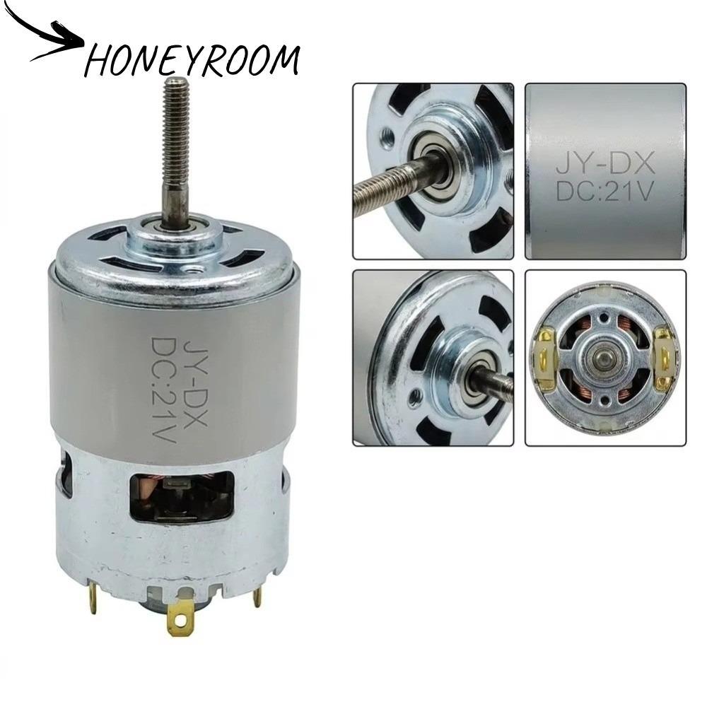 HONEYROOM DC Motor, Screw Shaft 755 Type Grass Trimmer Motor, Efficient Long Shaft Metal Shell 21V B
