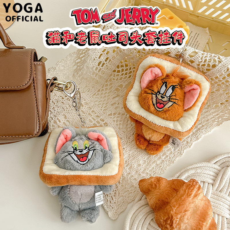 แมวและเมาส์ Tom Cat Jerry Toast Headgear จี้ผ้ากํามะหยี่ กระเป๋า Tom & Jerry น่ารัก#824almeto#