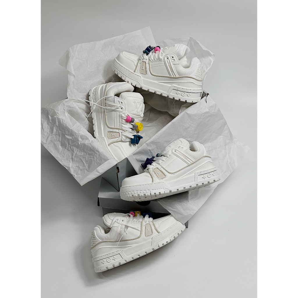 Louis Vuitton trainer maxi sneakers พิมพ์เครื่องรางสีขาวเต็ม LV maxi trainer ซื้อจํานวนมากคุณภาพสูง