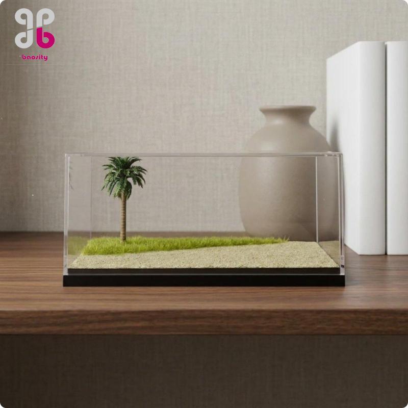 Baosity 1:64 Scale Diorama Display Case, Beach Coconut Tree Scene Base สําหรับ Mini