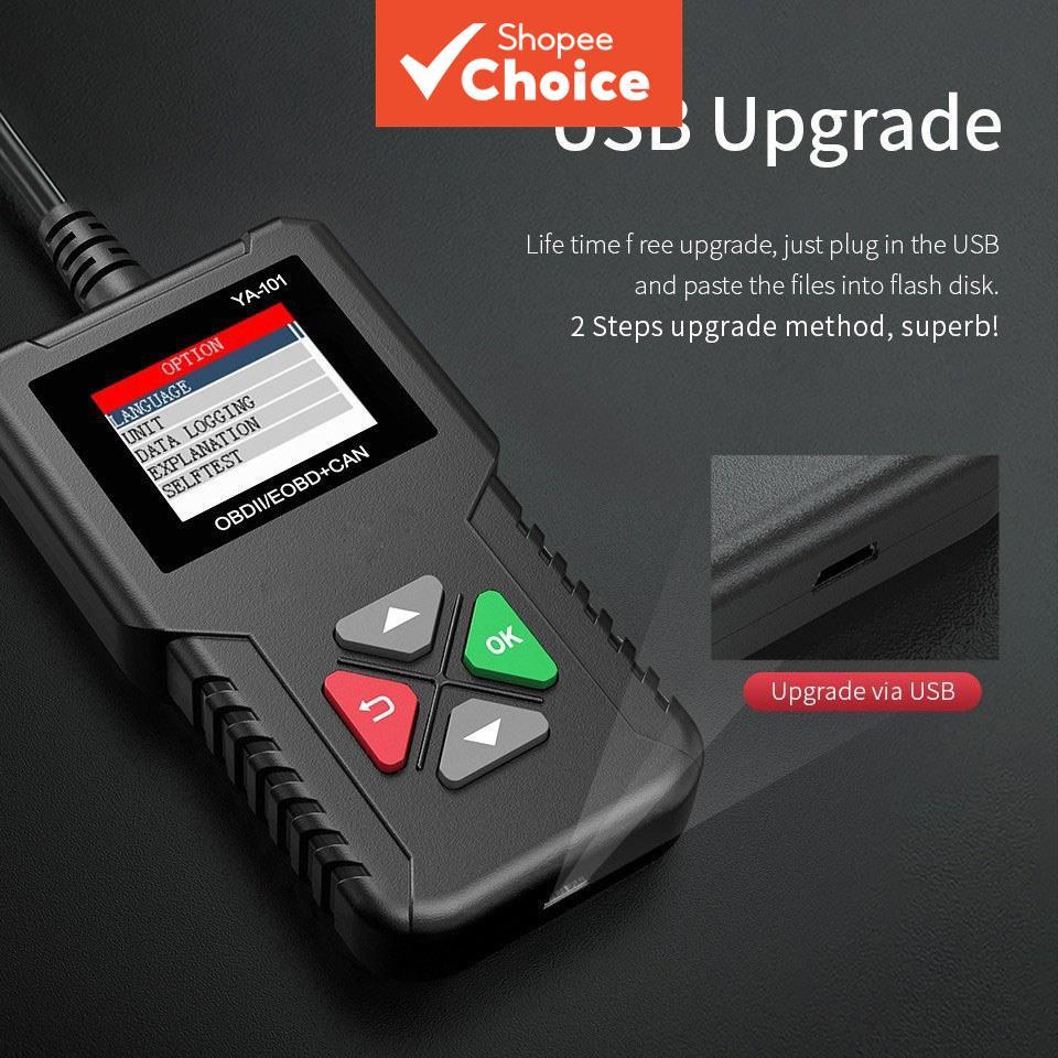 เครื่องอ่านโค้ดความผิดพลาดเครื่องยนต์ OBD2 รุ่น YA-101 เครื่องมือสแกนวินิจฉัย OBD