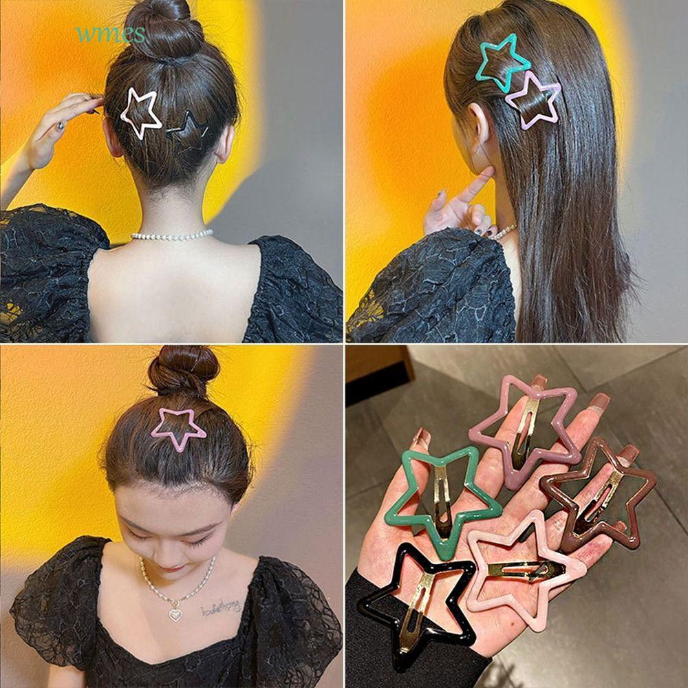 WMES1ZA ด้านข้าง Barrettes, โลหะ Hollow Star BB กิ๊บติดผม, ส่วนบุคคล Headwear เรขาคณิต Y2k Hairpin S