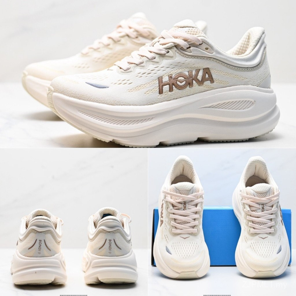 HOKA H รองเท้ากีฬา BONDI 9 รองเท้าลําลองกีฬากลางแจ้งผู้ชายผู้หญิงวิ่งเชือกผูกรองเท้ากล่องรองเท้าพร้อ