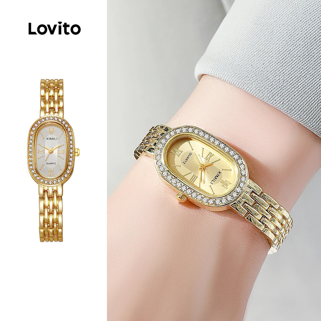 Lovito สง่างาม นาฬิกาควอตซ์ประดับเพชรแบบ LFA114032