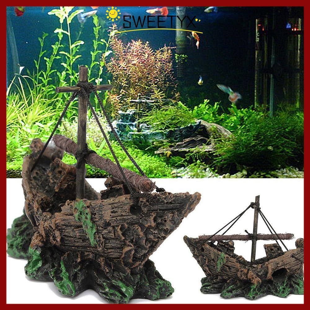 CODSWEETYX Aquarium Ornament Rock Cave Fish Hiding Wreck Barrel Pet Supplies