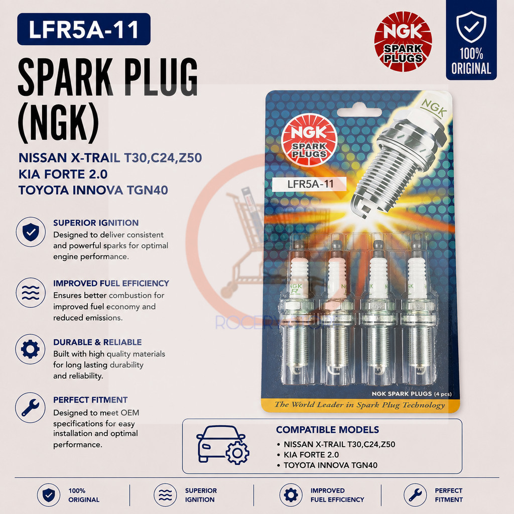 หัวเทียน NGK LFR5A-11 Nissan X-Trail T30 C24 Z50 Kia Forte 2.0 Toyota Innova TGN40