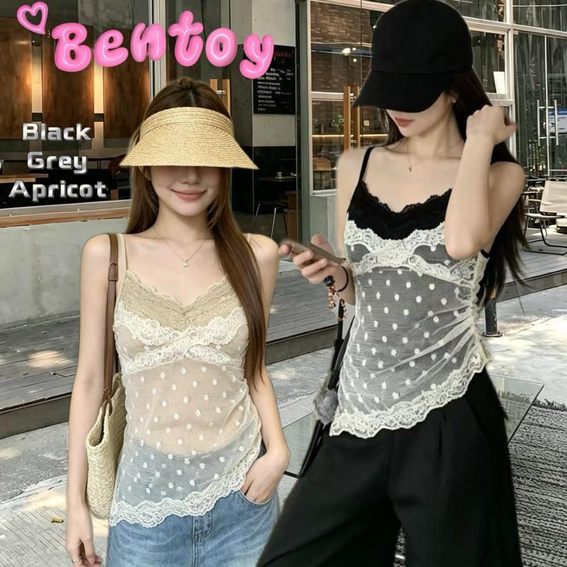 Bentoy พร้อมส่งในไทย สายเดี่ยวลูกไม้ ฟองน้ำในตัว ดีเทลปลายเฉียง หน้าวี สวยเซ็กซี่33079