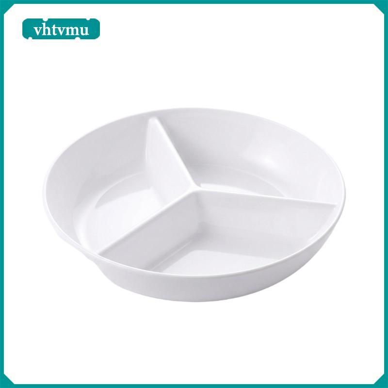 [vhtvmu] Low Dividers Tableware Round Divider Plate ผิวมัน PP 3-Compartment Plate
