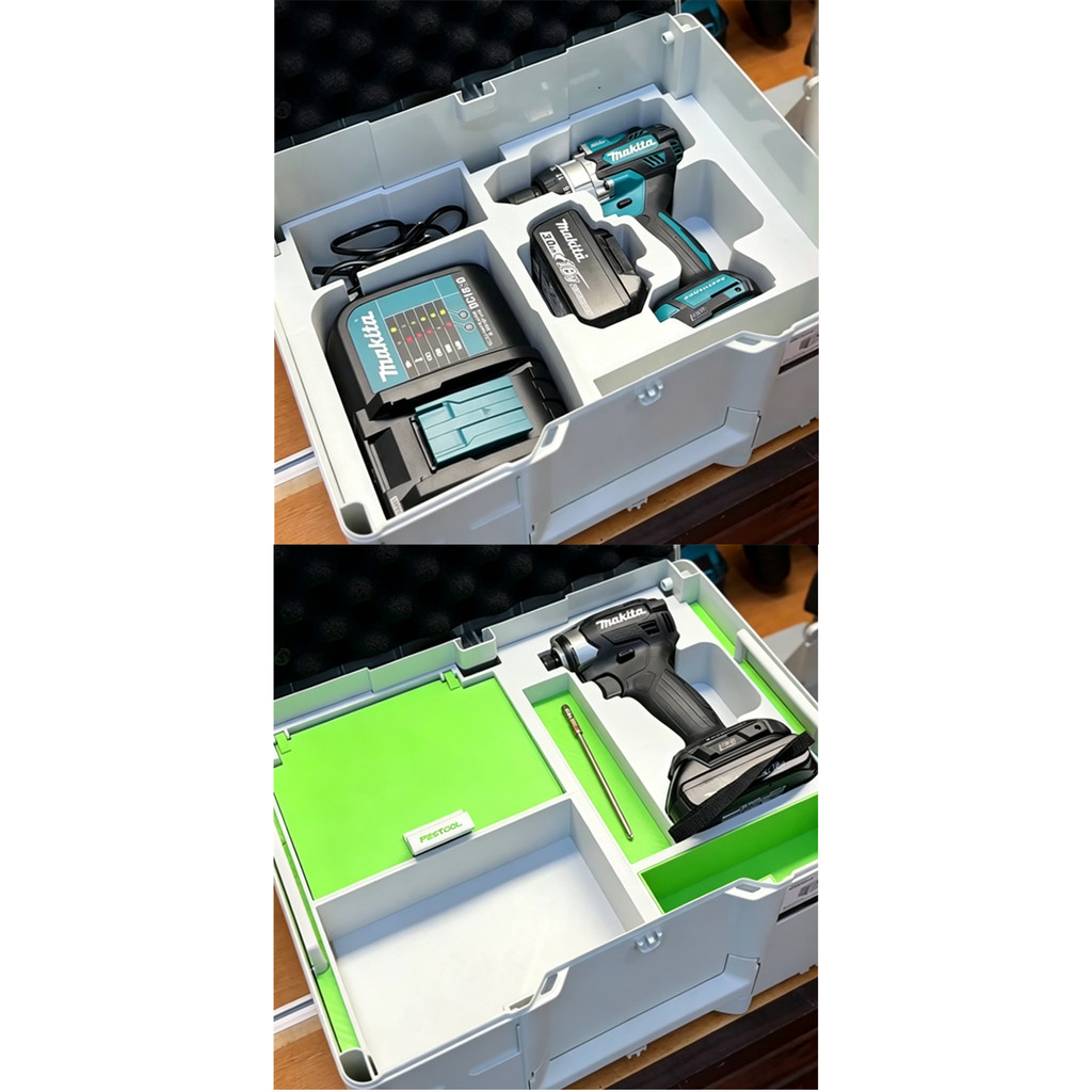 【กล่องซับในสองชั้นพิมพ์ 3D】เข้ากันได้กับกล่องเครื่องมือ Festool M237 จัดเก็บไขควง Makita DTD173 + สว
