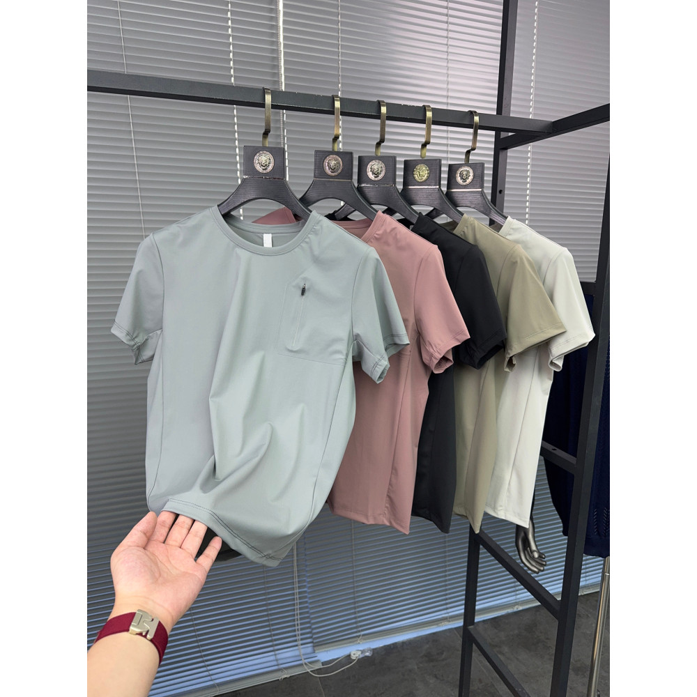 Svip ขลุ่ย 1700 + ฟังก์ชั่นลามิเนตกระเป๋าฤดูร้อนกลางแจ้งรอบคอยืด Breathable กีฬา Quick-Drying แขนสั้