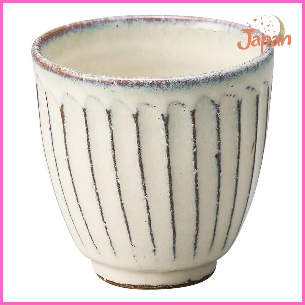 [Direct from Japan]Marui Pottery Shigaraki Ware Hechimon Teacup/Cup, White Glazed with Carving, Appr