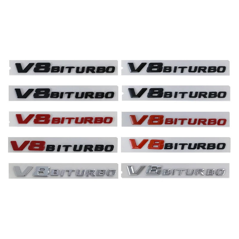 3d ABS V8 Biturbo สัญลักษณ์รถ Fender Badge Decal สําหรับ C63S C63 E63 CLS63 V8 Biturbo สติกเกอร์อุปก
