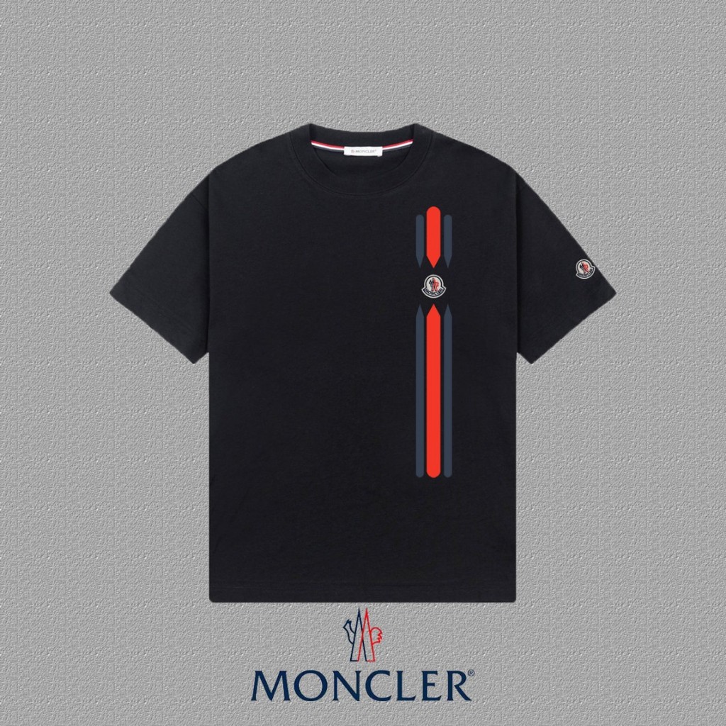 Moncler/Moncler/2026 คลาสสิกรอบคอแขนสั้นเสื้อยืดผู้ชายผู้หญิงสไตล์ตัวอักษรใหม่แฟชั่นผ้าฝ้าย 100% ที่