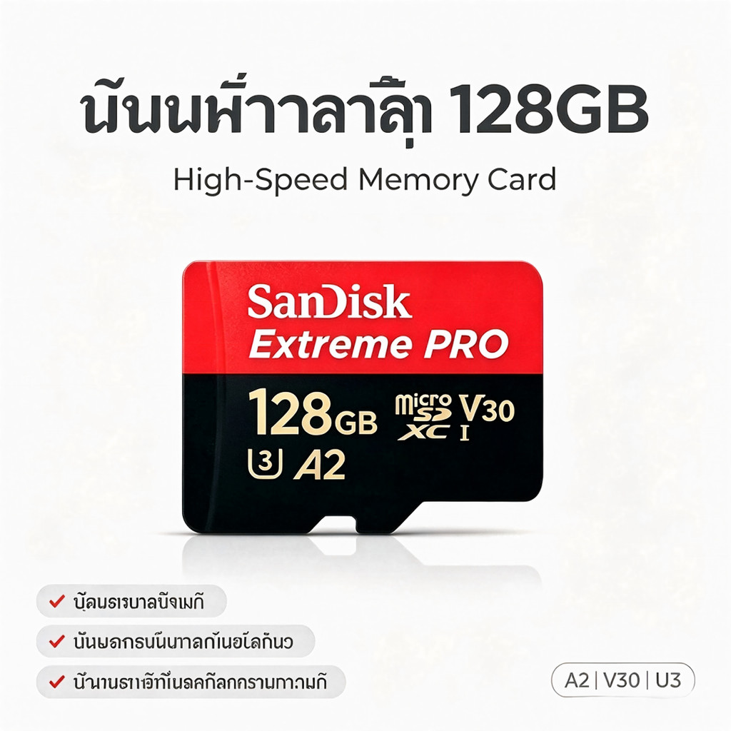 SanDisk Extreme Pro microSDXC 64GB / 128GB A2 U3 SUPPORT 4K สำหรับกล้อง 360ความเร็วสูงสุด อ่าน 200MB/s เขียน 90MB/s