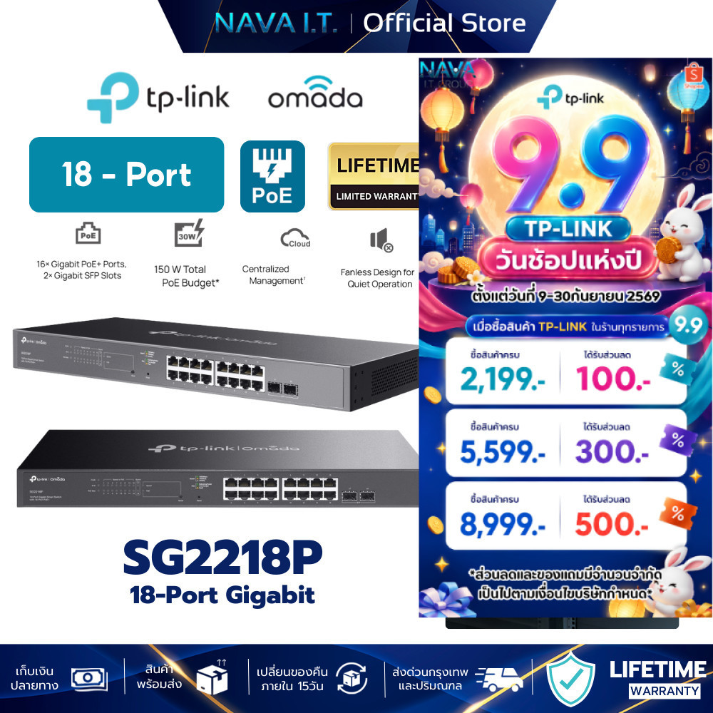 TP-LINK SG2218P Omada 18-Port Gigabit Smart Switch with 16-Port PoE+