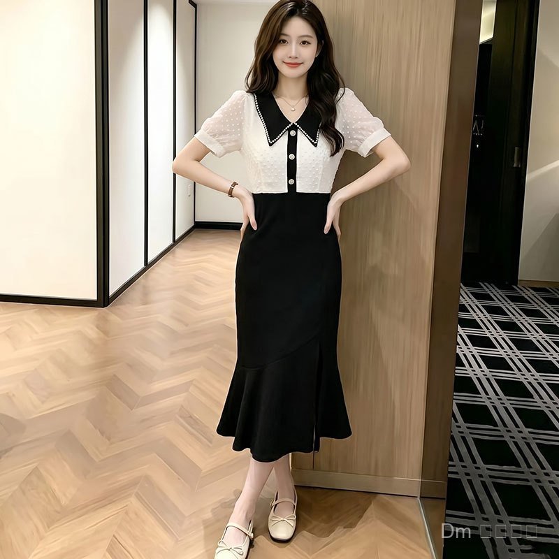 TT ชุดเดรสสไตล์เทพธิดาอารมณ์ฝรั่งเศสหญิง 2026 ฤดูร้อน Niche Design Slimmer ดูปลอมสองชิ้น Slit ชุดสีด