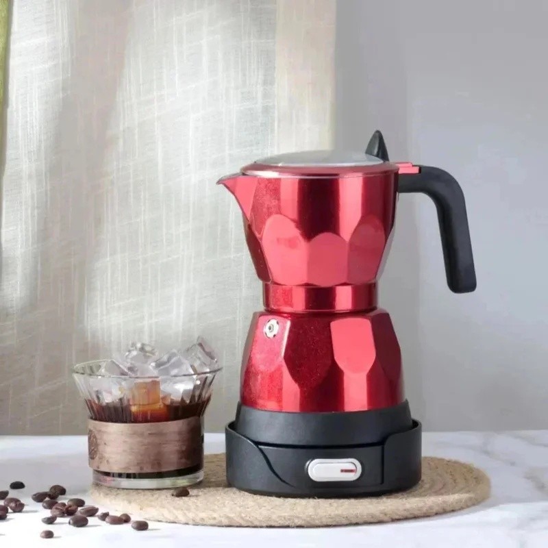 110V 220V 150ml Home โปร่งใสไฟฟ้า Moka Pot อลูมิเนียม Moka Pot เครื่องชงกาแฟแบบพกพาหม้อกาแฟ