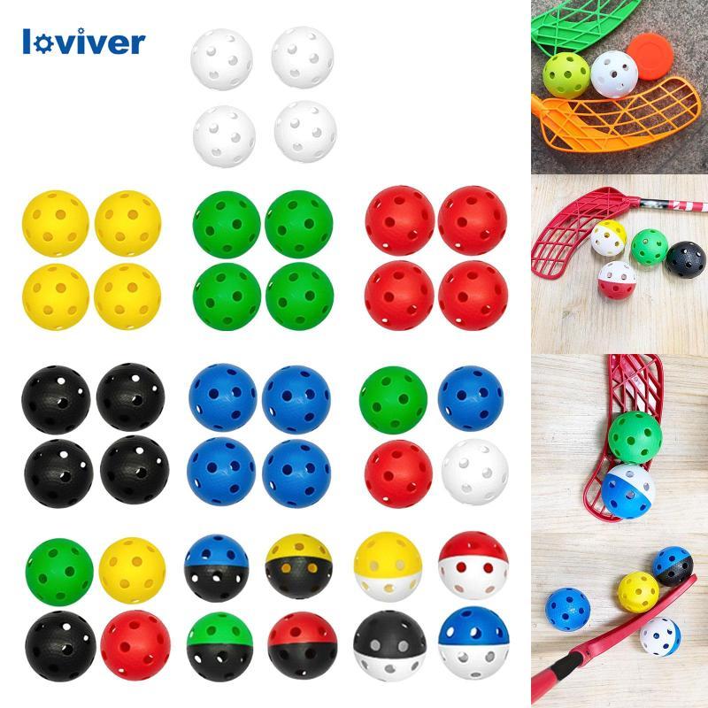 [Loviver] 4 ชิ้น Floorball Balls Training Balls Unihockey Balls Practice Balls Replacement Balls แบบ